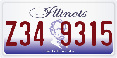 IL license plate Z349315