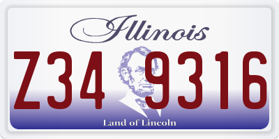 IL license plate Z349316