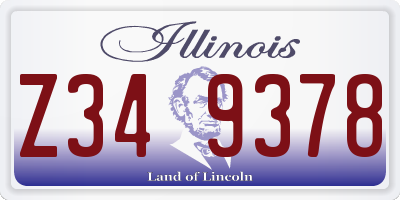 IL license plate Z349378