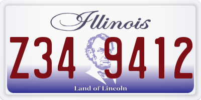 IL license plate Z349412