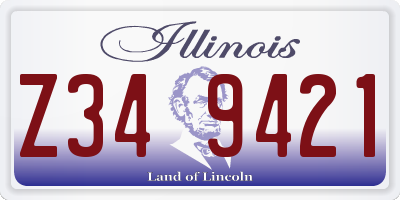 IL license plate Z349421