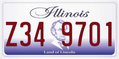 IL license plate Z349701