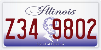 IL license plate Z349802