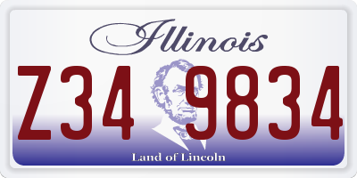 IL license plate Z349834