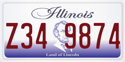 IL license plate Z349874