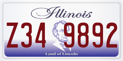 IL license plate Z349892