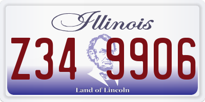 IL license plate Z349906