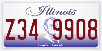 IL license plate Z349908