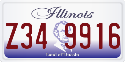 IL license plate Z349916