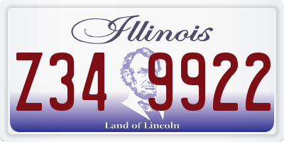 IL license plate Z349922