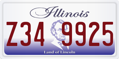 IL license plate Z349925
