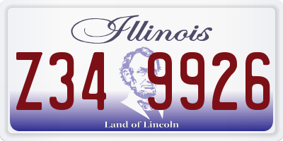 IL license plate Z349926