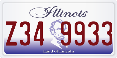 IL license plate Z349933