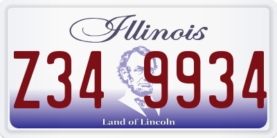 IL license plate Z349934
