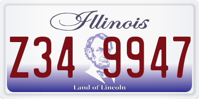 IL license plate Z349947