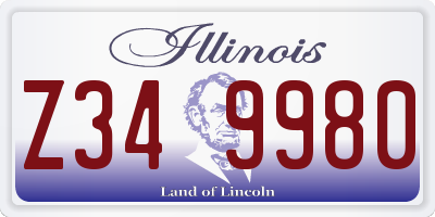 IL license plate Z349980