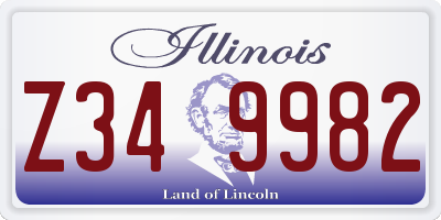 IL license plate Z349982