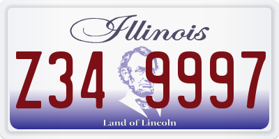 IL license plate Z349997