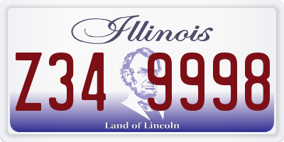 IL license plate Z349998