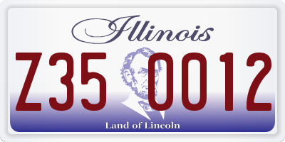 IL license plate Z350012