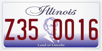 IL license plate Z350016