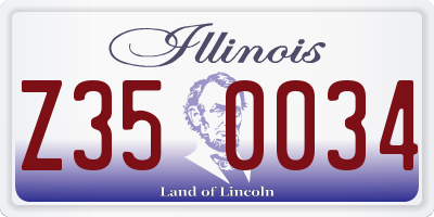 IL license plate Z350034