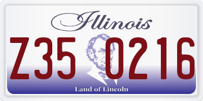 IL license plate Z350216