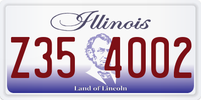 IL license plate Z354002