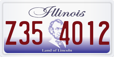 IL license plate Z354012