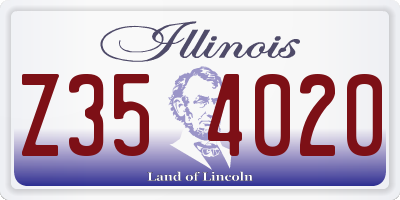 IL license plate Z354020