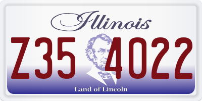 IL license plate Z354022