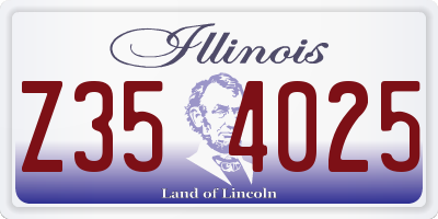 IL license plate Z354025