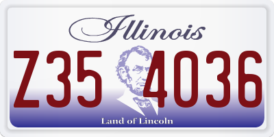 IL license plate Z354036