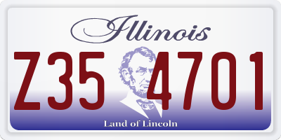 IL license plate Z354701