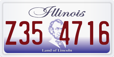 IL license plate Z354716