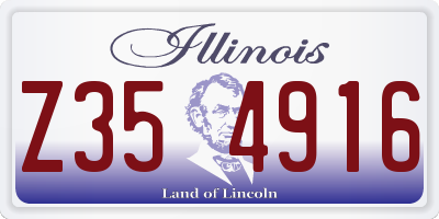 IL license plate Z354916