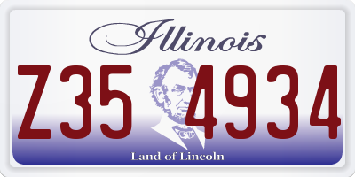 IL license plate Z354934