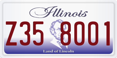 IL license plate Z358001
