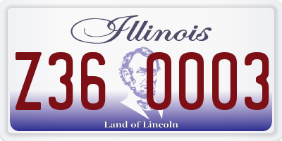 IL license plate Z360003