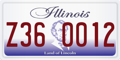 IL license plate Z360012
