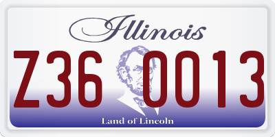IL license plate Z360013