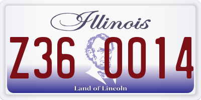 IL license plate Z360014