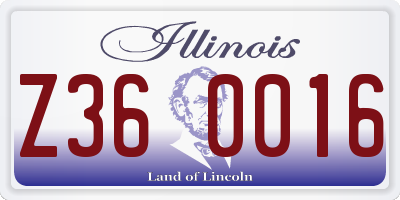IL license plate Z360016