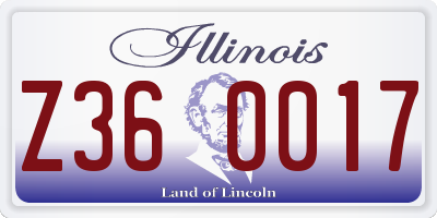 IL license plate Z360017