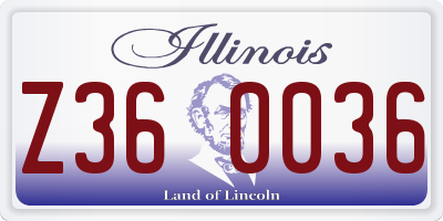 IL license plate Z360036
