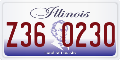 IL license plate Z360230