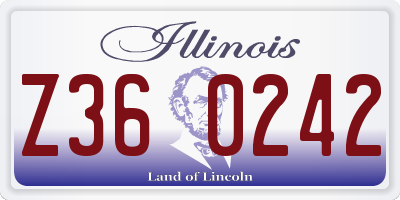 IL license plate Z360242