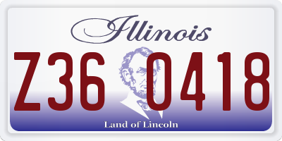 IL license plate Z360418