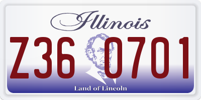 IL license plate Z360701