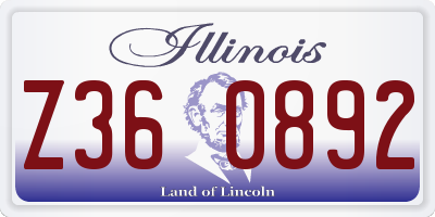 IL license plate Z360892